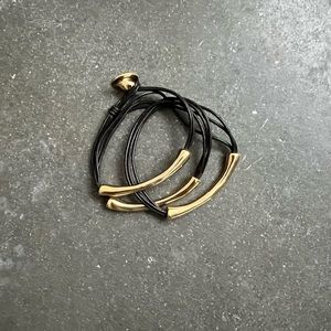 UNOde50 gold and italian leather wrap bracelet